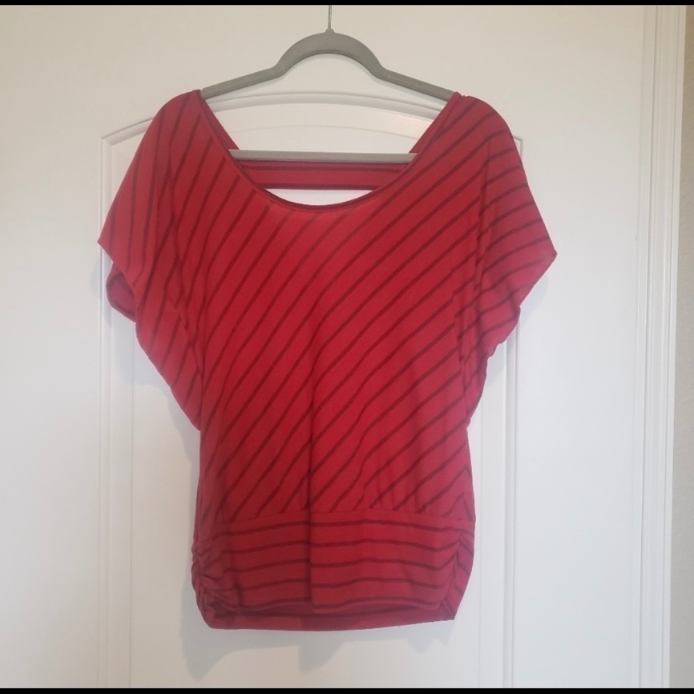 Studio Y Red Striped Top, Size Small - Picture 2 of 3